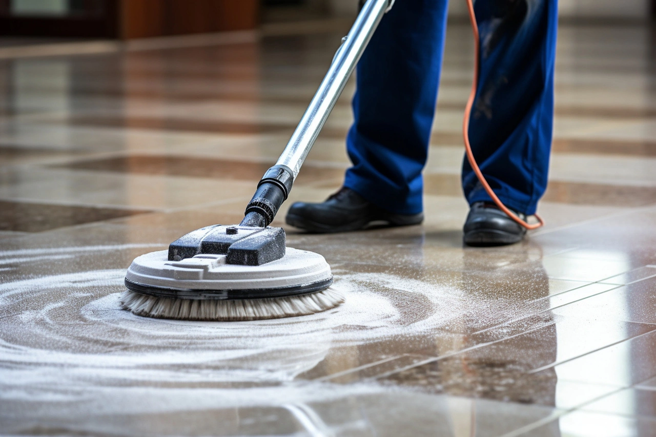 Floor Cleaning with Mop and Cleanser